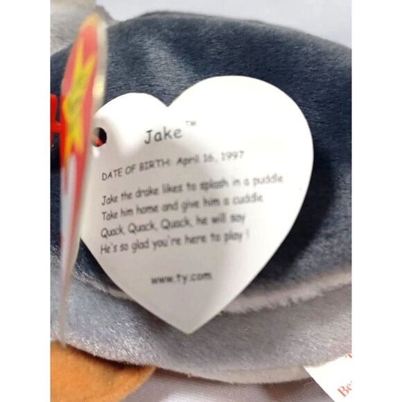 Ty Beanie Baby Jake The Mallard Drake Duck, 1997 1998 Rare Multiple Tag … - Picture 7 of 12